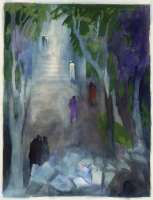 Allee mit Steinhaufen